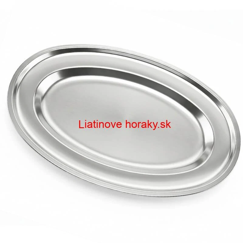 Nerezový oválny podnos (40,5cm) – Odolná servírovacia tácka na mäso aj koláče