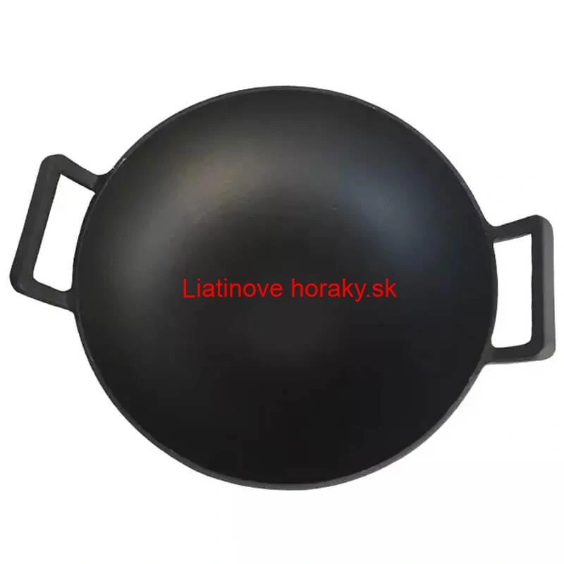 Liatinový čínsky wok 36,5 cm s drevenou pokrievkou