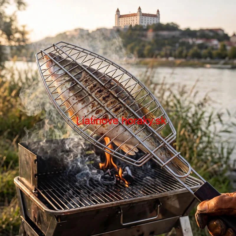 BBQ grilovací rošt na ryby – nerezové grilovacie kliešte 65 × 15 × 4 cm