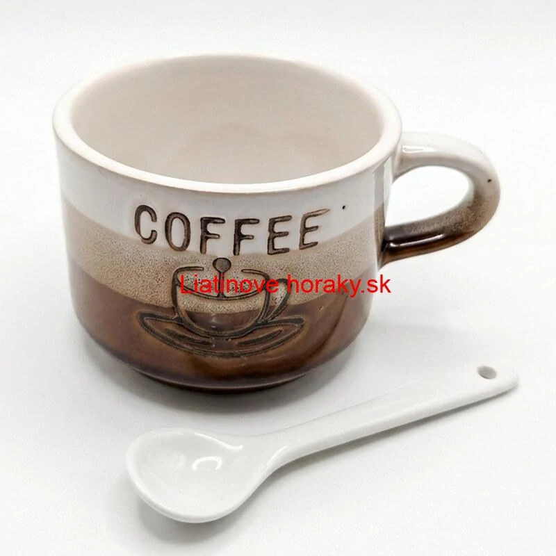 Keramický pohár na kávu 150 ml COFFEE s lyžičkou 1 ks